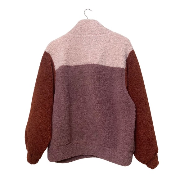 Universal Thread Womens Sherpa Quarter Zip Fleece Pullover Colorblock Pink L - Picture 5 of 5